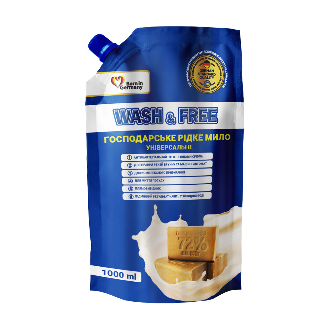 Універсальне господарське рідке мило Wash &amp; Free, 1 л